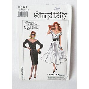Simplicity 8491 Sewing Pattern Misses Dress Off the Shoulders Retro Look Womens
